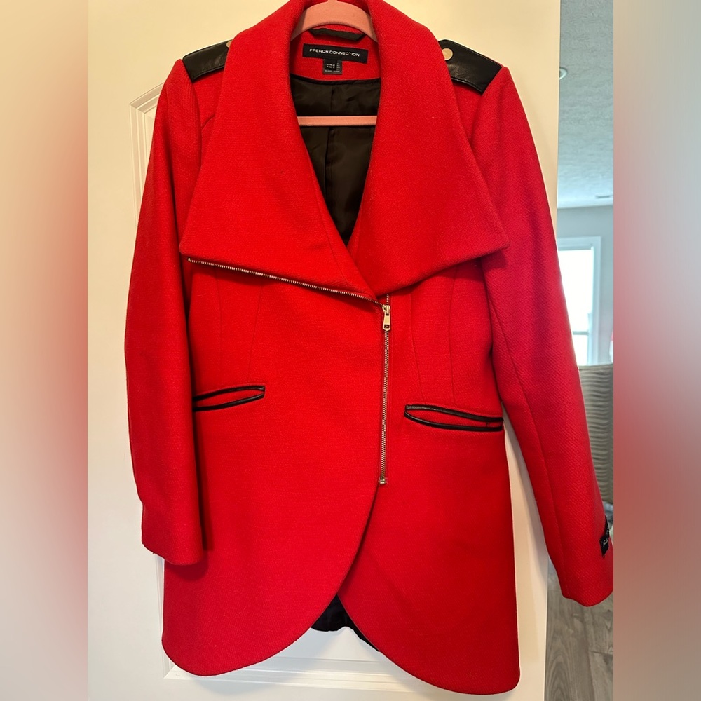 Beautiful French Connection Red Coat Size 10